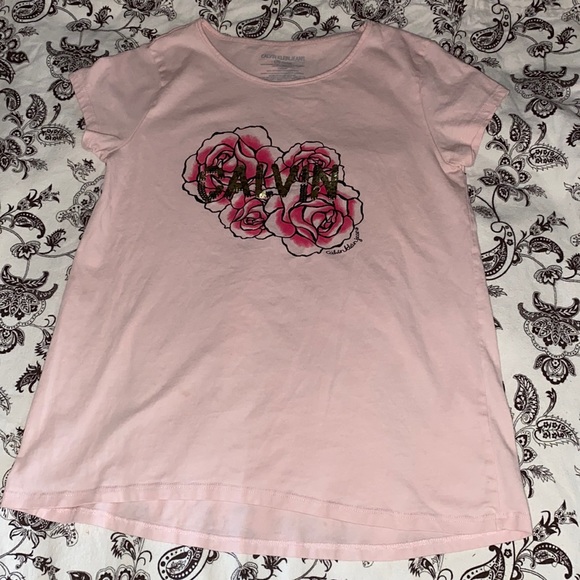 Selling Calvin Klein jeans t shirt size L/G (12/14) color pink - Picture 1 of 3